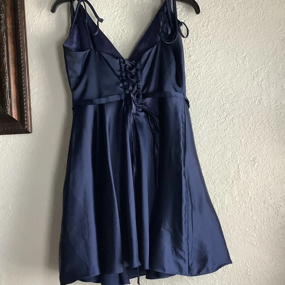 Chic Midnight Blue Mini Dress - Picture 4 of 7